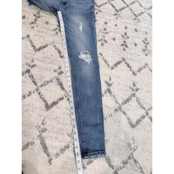 Express Distressed Skinny Jeans – Light Wash Stretch Denim - Picture 3 of 11